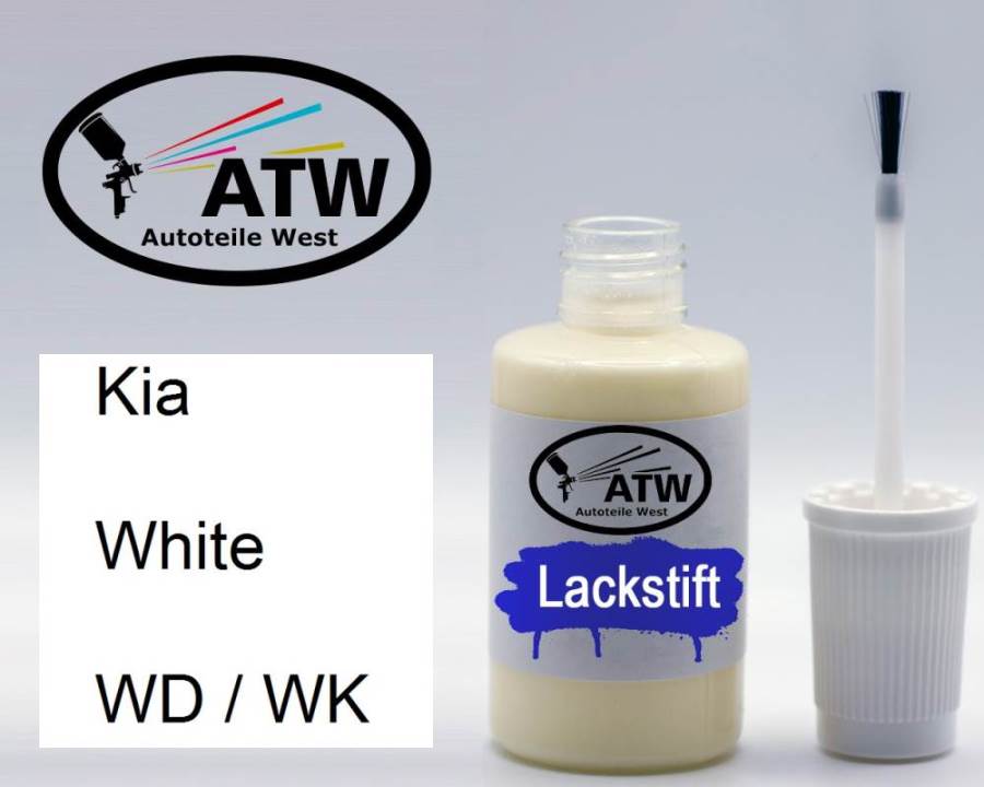 Kia, White, WD / WK: 20ml Lackstift, von ATW Autoteile West.